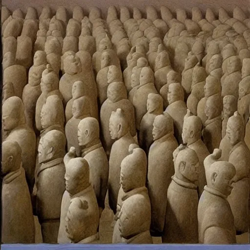 Image similar to A performance art. A rip in spacetime. Did this device in her hand open a portal to another dimension or reality?! terracotta warriors by Jean Delville, by William Gropper rigorous, ornate