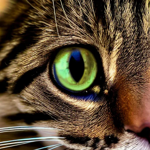 Image similar to a high detail closeup macro photograph of a cat