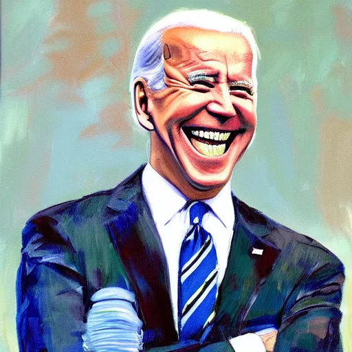 Image similar to a painting of joe biden laugh in tea party with taliban, ultra detailed content : face, gesture, body, mimic. random position content, frontal realistic, sharp focus, intricate, dynamic composition, 2 colors, delete duplicate contents.