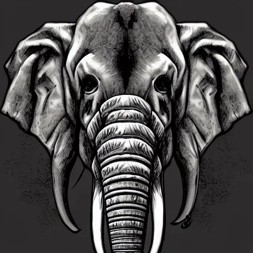 Prompt: elephant skull character art, pathfinder digital