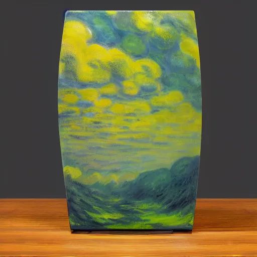 Prompt: a beautiful painting about a futuristic military landing in a misty rainforest, surrounded by mountains and clouds. Trending on Artstation. modern atlantic prism quetzal cabinet urn lemon, by Claude Monet and Paul