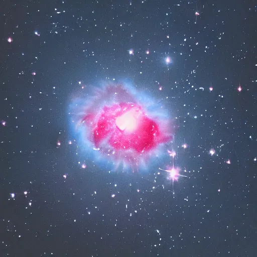 Prompt: nebula image projected on a macro of a rose