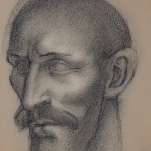 Image similar to unfinished study of mans face. michelangelo, early sixteenth century. red chalk on paper.