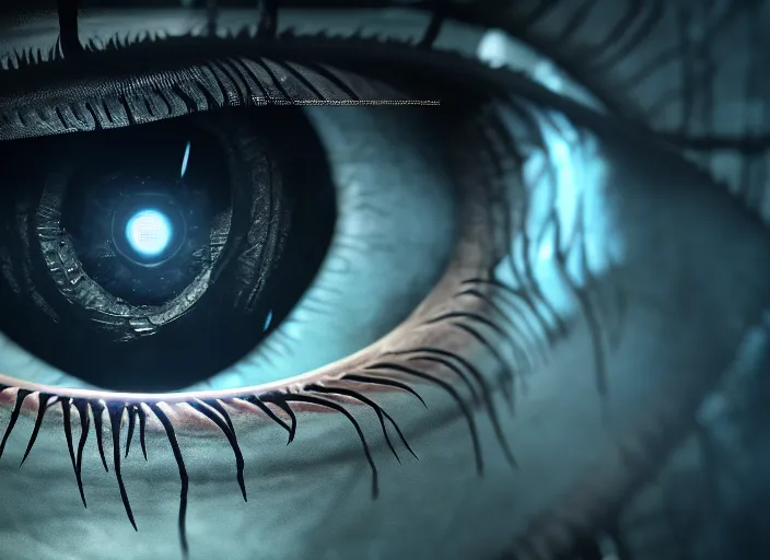 Prompt: human eye. Intricate. Very detailed 8k. Fantasy horror. Sharp. Cinematic post-processing. Unreal engine. Nanite. Ray tracing. Parallax. Tessellation