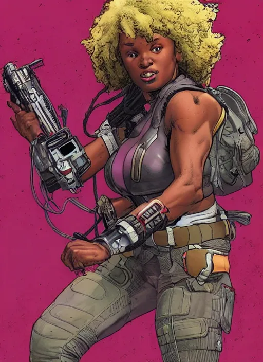 Prompt: apex legends misty knight. concept art by james gurney and mœbius.