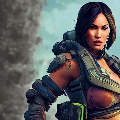 Image similar to Megan Fox as Apex Legends character,