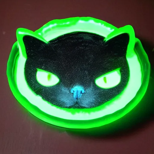 Image similar to a cat with glowing eyes made entirely of jello