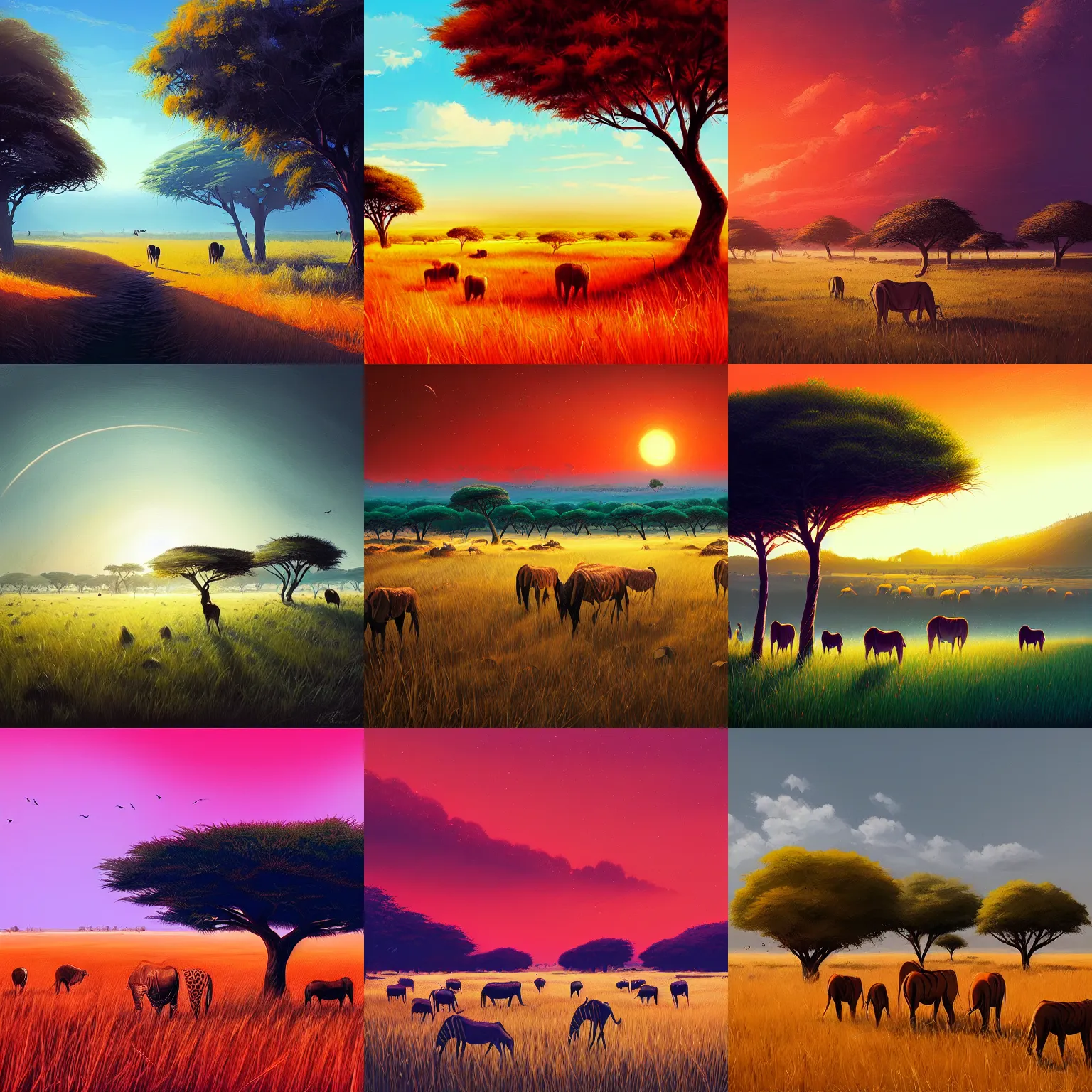 Prompt: african savannah, highly detailed, sharp focus, artstation, digital painting, by alena aenami