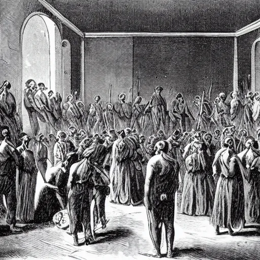 Image similar to devil worshipers meeting, 1 8 0 0 s, historical photograph