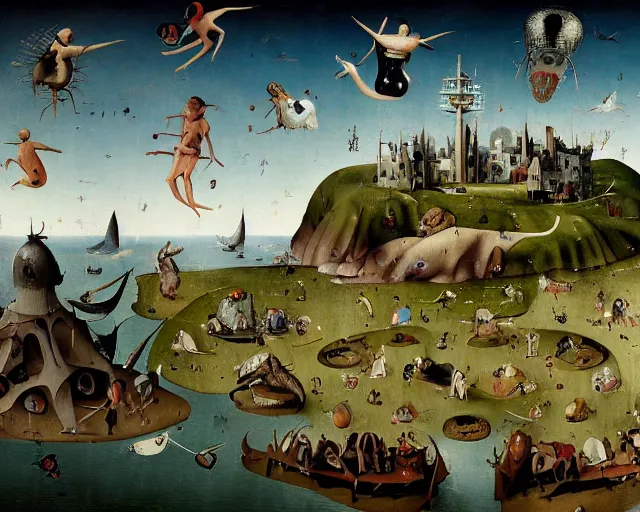Prompt: hieronymus bosch concept art of the gta v