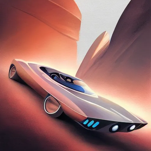 Image similar to redesign a 70's car, elegant, digital painting, concept art, smooth, sharp focus, art style from Wang Ke and Greg Rutkowski and Bruce Kaiser and Scott Robertson and Dmitry Mazurkevich and Doruk Erdem and Jon Sibal, small style cue from Blade Runner and Minority Report and iRobots