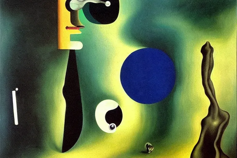 Prompt: born under a bad sign, good luck and trouble are my only friends, colors white!!, dark green, dark blue, surreal abstract painting by salvador dali