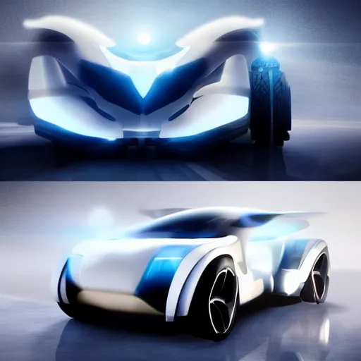 Image similar to a car with wings, concept, realistic, futuristic, soft lighting