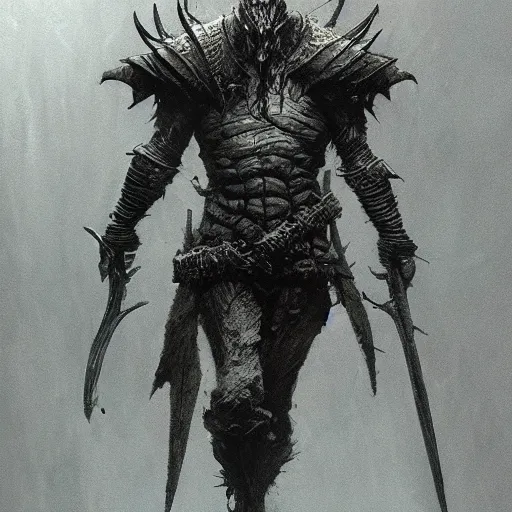 Image similar to executioner concept art, beksinski, wayne barlowe, adrian smith concept art, ruan jia, weta workshop the hobbit, trending on artstation, dark soul concept art, elden ring concept art, demon soul concept art, the witcher concept art