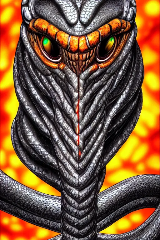 Image similar to a humanoid figure snake monster with large amber eyes, highly detailed, digital art, sharp focus, trending on art station, plant, anime art style