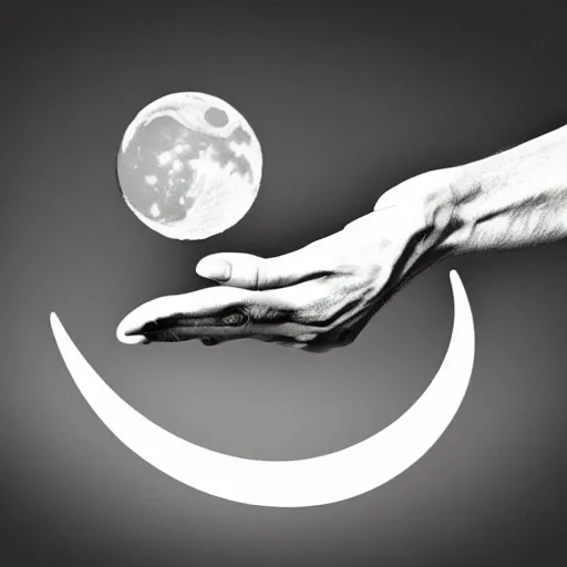 Image similar to a man holding the sun in one hand and the moon in the other, photorealism.