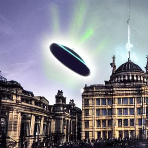 Prompt: Alien mothership above the skies of London