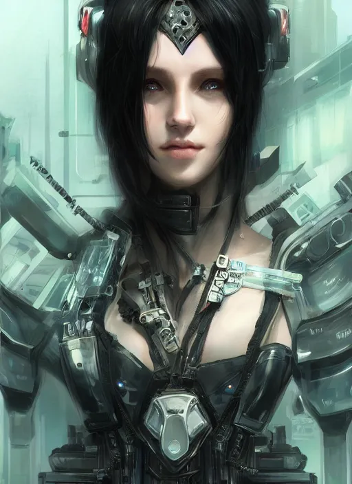 Image similar to teen elf, cyberpunk rigger, black hair, gorgeous, amazing, elegant, intricate, highly detailed, digital painting, artstation, concept art, sharp focus, illustration, art by ross tran