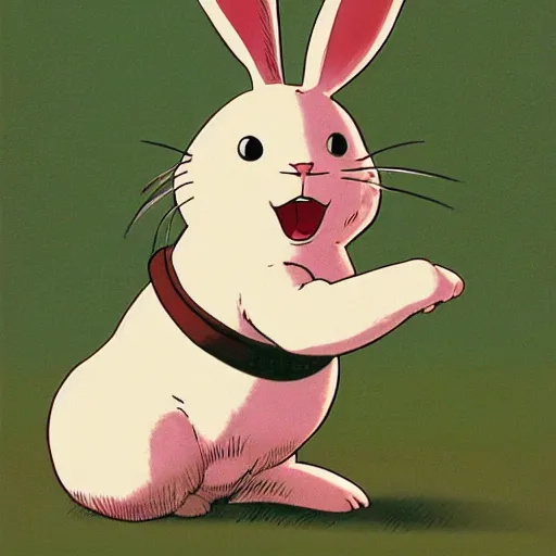 Image similar to happy bunny by Hayao Miyazaki