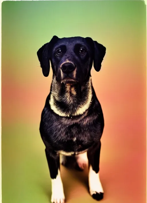 Image similar to a lumpy dog, body like a cloud, black, mutt, pitt, lab, photorealistic leica s photograph, kodachrome, psychedelic, platon