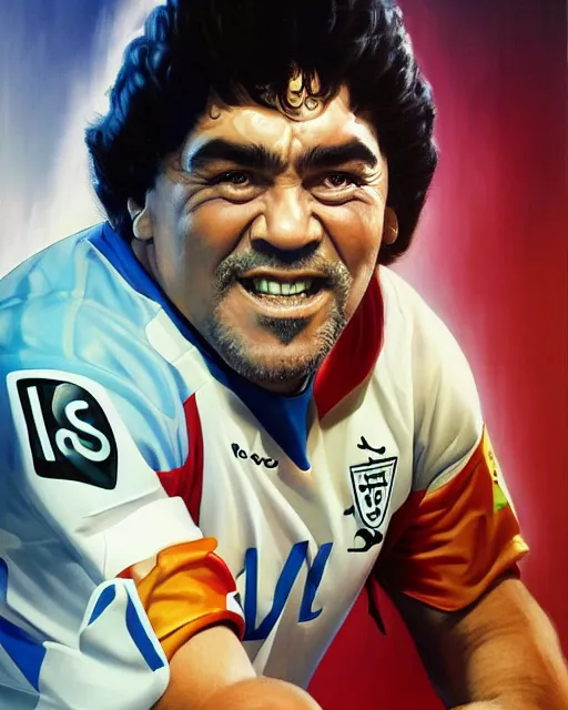 Image similar to studio light, portrait, diego armando maradona by mark brooks, by peter andrew jones, by roger dean, hd, hyper detailed, 4 k