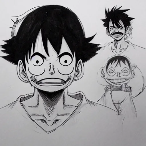 Image similar to luffy with mustache by kim jung gi