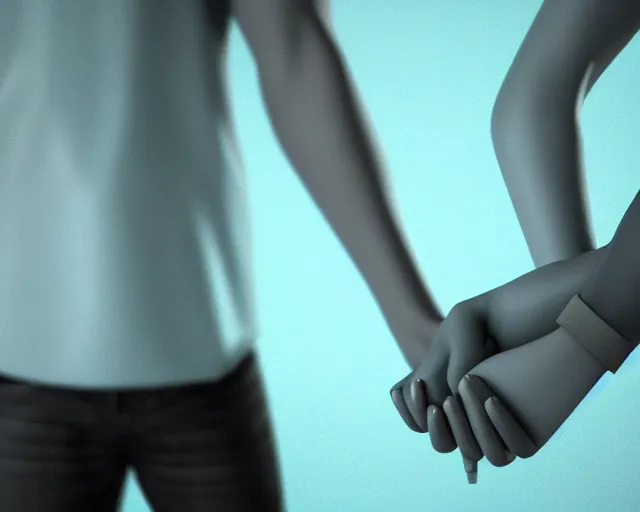 Image similar to xray photoshoot of couple hand holding, high details, octane render, unreal engine