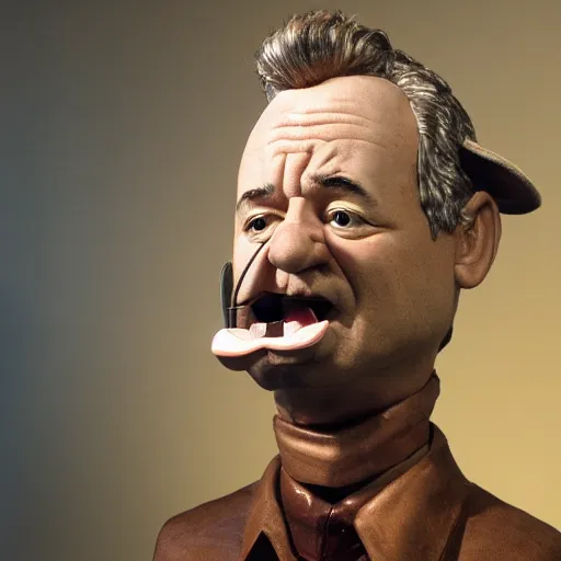 Prompt: animatronic Bill Murray, exposed wires, photo, Stan Winston studios, detailed, 4k