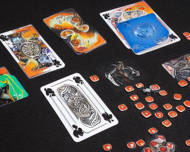 Image similar to futuristic nft card game, full - view, 2 d clean focus centered intricate detail, daily carry, knolling