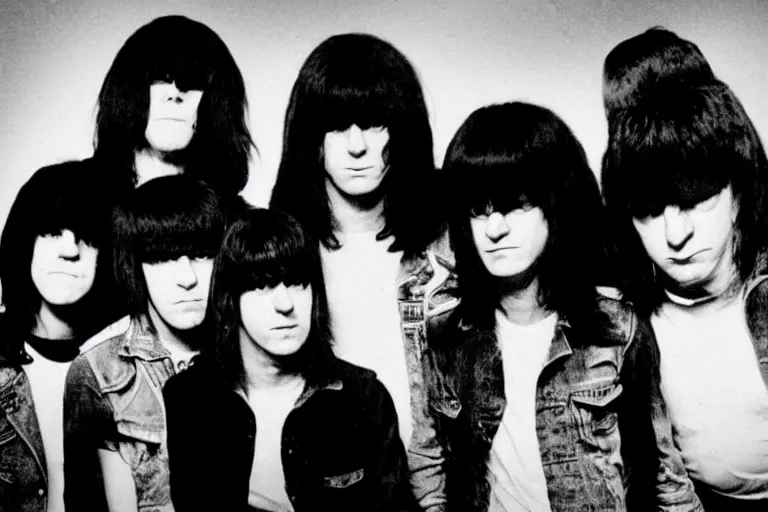 Image similar to all the ramones as a single conjoined quadruplet