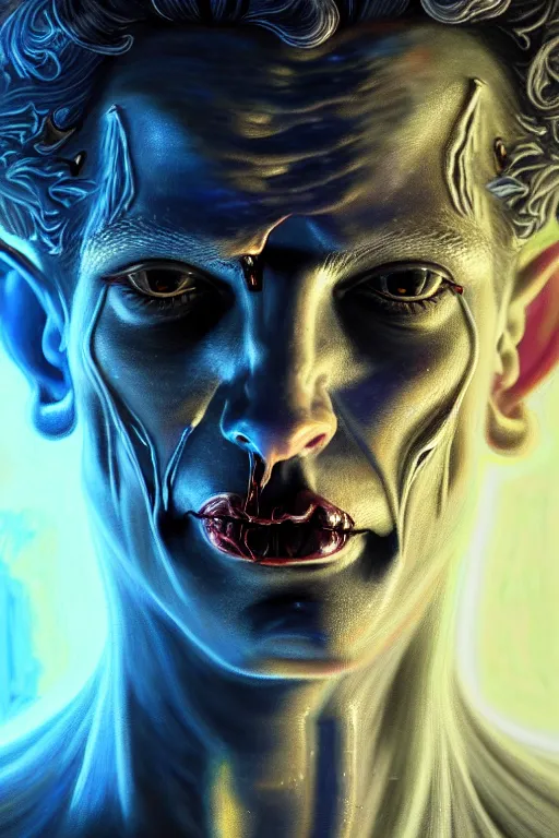 Prompt: hyperrealistic mixed media painting of Hades, god of death, stunning 3d render inspired art by P. Craig Russell and Barry Windsor-Smith + perfect facial symmetry + dim volumetric lighting, 8k octane beautifully detailed render, post-processing, extremely hyperdetailed, intricate, epic composition, grim yet sparkling atmosphere, cinematic lighting + masterpiece, trending on artstation, very very detailed, masterpiece, stunning