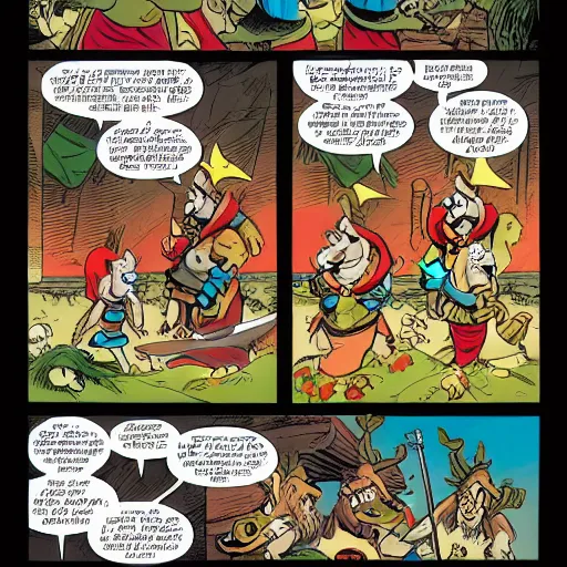 Image similar to A page from the most recent Asterix comic book