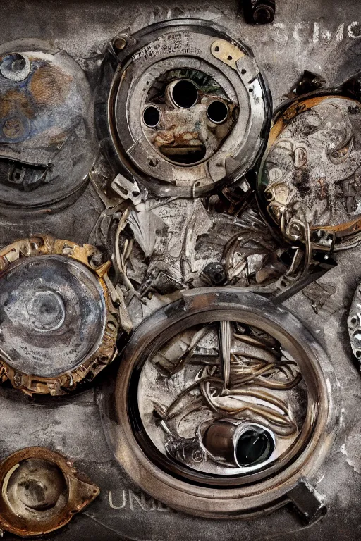 Image similar to A photo of time traveling device, capacitors and coils inside by Annie Lebovitz and Steve McCurry, grungy, weathered Ultra detailed, hyper realistic, 4k