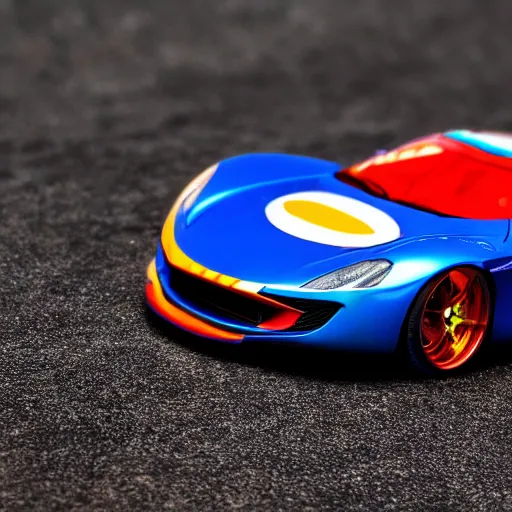 Image similar to a close up of a hotwheel supercar, photoreal, car photography, hotwheels, award winning, supercar