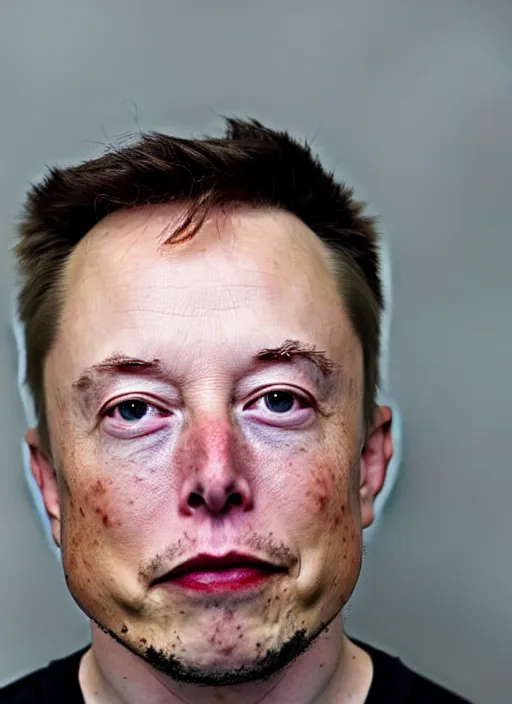 Image similar to A mugshot photo of Elon Musk