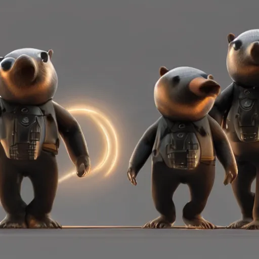 Image similar to epic unreal engine 5 render of a group of secret agent moles, very intricate, ultra detailed, 0 0 7 mole, epic scene, octane render, 8 k, photorealistic, wearing secret agent gear, time travelers, battle scars