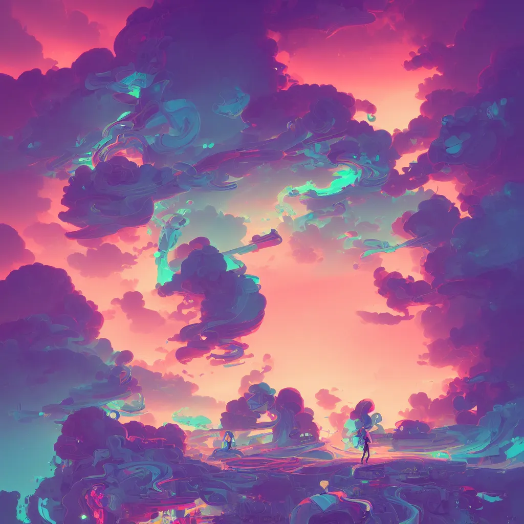 Image similar to a micro-service deployed to a datacenter, road, connector, defence, wall, cloud, security, cyber, attack vector, trending on Artstation, painting by Jules Julien, Leslie David and Lisa Frank and Peter Mohrbacher and Alena Aenami and Dave LaChapelle muted colors with minimalism