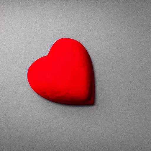 Image similar to 3d render of a badly formed red putty heart shape in the middle of a gray sheet of paper