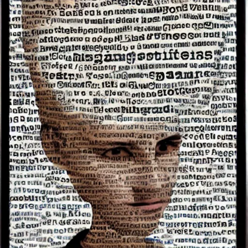 Image similar to portrait made of words, collage art