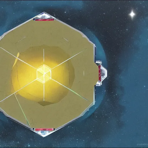 Prompt: six sided, hexagonal planetary space base, seen from straight above, painted by andreas rocha n 9