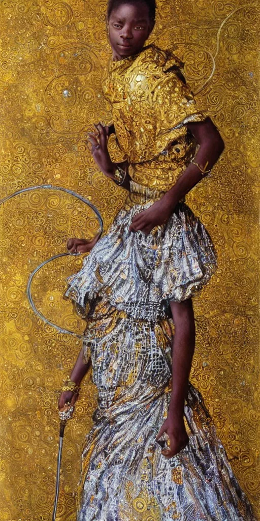 DFGSD African Art Black and Gold Woman Lips Oil Algeria