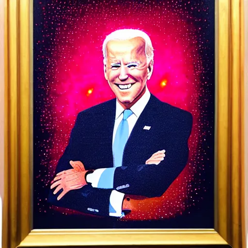 Image similar to portrait of joe biden, kirlian photography
