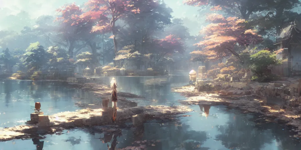 Image similar to anime kyoto animation key by greg rutkowski