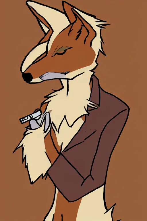 Image similar to an anthropomorphic male coyote fursona smoking a joint, furry art, deviantart