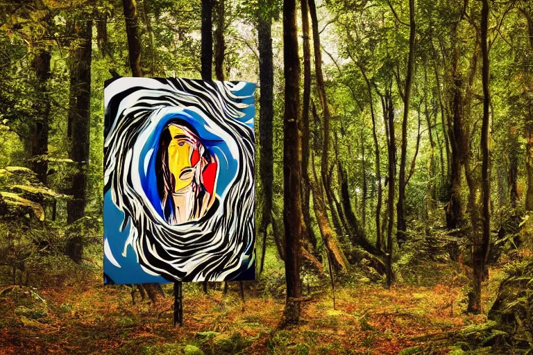 Prompt: a shaman in the forest, by roy lichtenstein, illustation, 8 k, extreme detail, sharp focus