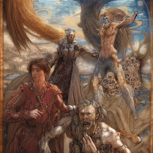 Prompt: disasterpiece truth disciples holy estrangement, by Edgar Maxence and Ross Tran and Michael Whelan and Da Vinci and W.T.M Turner, metal watercolor intricate line drawings, mistakes in the drawing 4k resolution