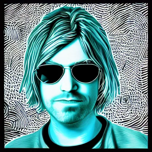 Image similar to kurt cobain op art,