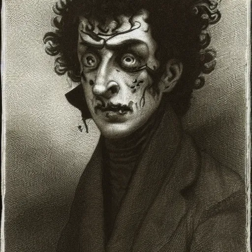 Prompt: alexander pushkin undead, painted by gustav dore