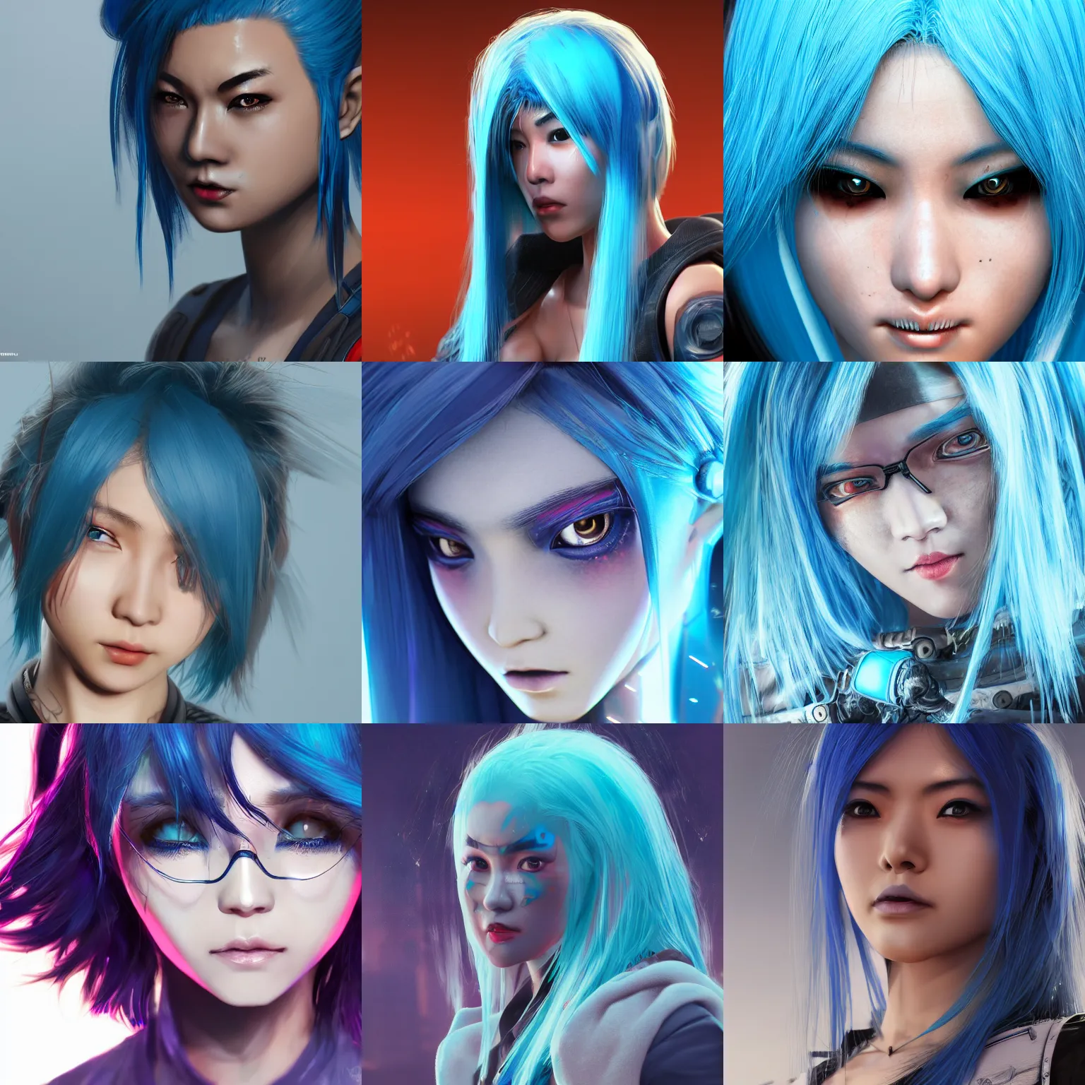 young Asian Cyberpunk woman with blue hair, Close up | Stable Diffusion |  OpenArt