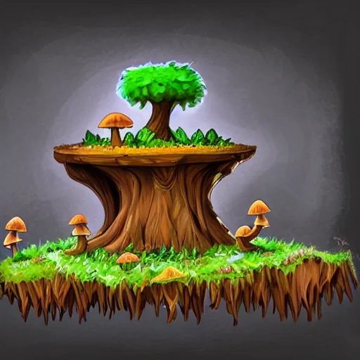 Prompt: a gnarled ancient wooden tree stump with mushrooms growing out of it, organic, highly detailed, concept art, sprite from a gorgeous indie platform game, on a black background